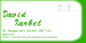 david kurbel business card